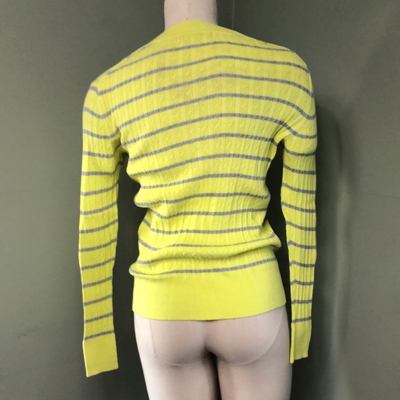 Banana Republic Sweater Ribbed Yellow Stripe Cotton Rayon Small EUC - Picture 5 of 8